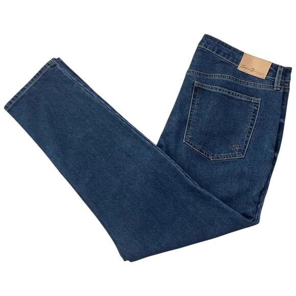 7 For All Mankind Slim Straight Jeans Stretch Denim Blue Women's Size 14 - Picture 1 of 5